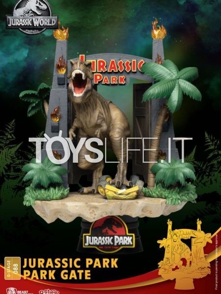 Beast Kingdom Toys Jurassic Park Gate Iconic Scene Movie Scene Pvc Light Up Diorama