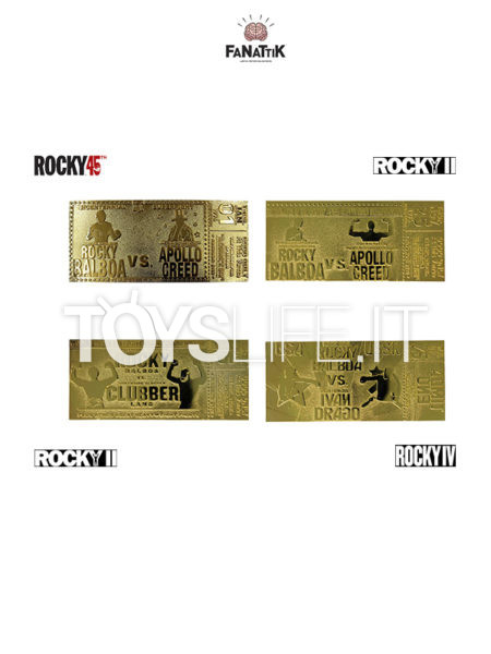 Fanattik Rocky 45th Anniversary/ Rocky 2/ Rocky 3/ Rocky 4 Gold Plated Limited Ticket 1:1 Replica