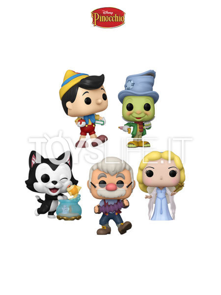 Funko Disney Pinocchio School Bound Pinocchio/ Street Jiminy/ Geppetto With Accordion/ Figaro Kissing Cleo/ Blue Fairy