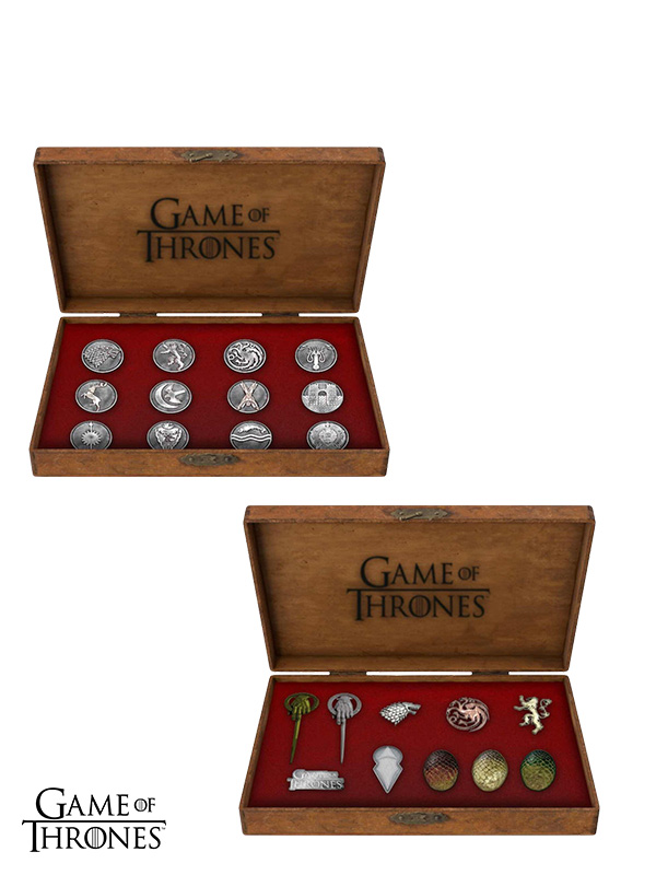 Game Of Thrones 12 House Emblems/10 Icons Metal Pins Deluxe Box
