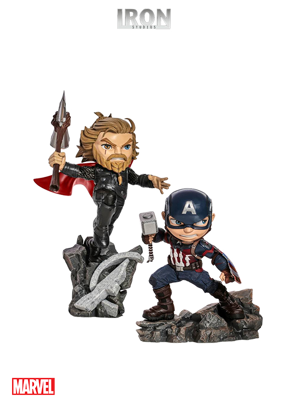 Iron Studios Marvel Avengers Endgame Captain America/Thor Mini Co Pvc Statue