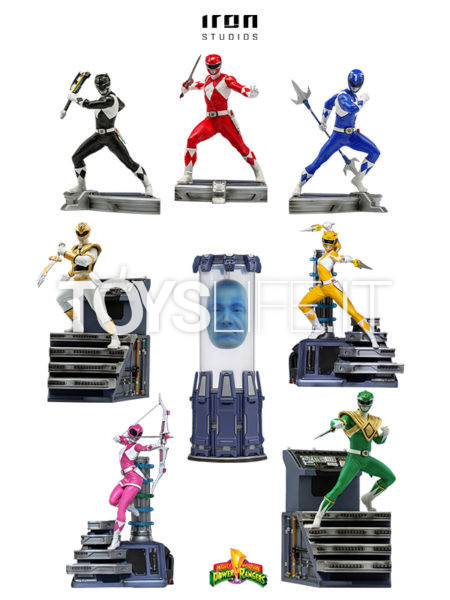 Iron Studios Power Rangers Red/ Green/ Yellow/ Blue/ Pink/ Black/ White Ranger & Zordon 1:10 Statue