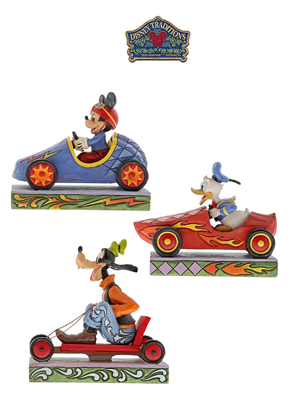 Jim Shore Disney Traditions Mickey Donald & Goofy Car Race