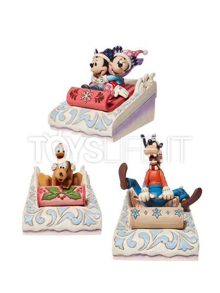 Jim Shore Disney Traditions Mickey & Minnie/ Goofy/ Donald & Pluto Sledding