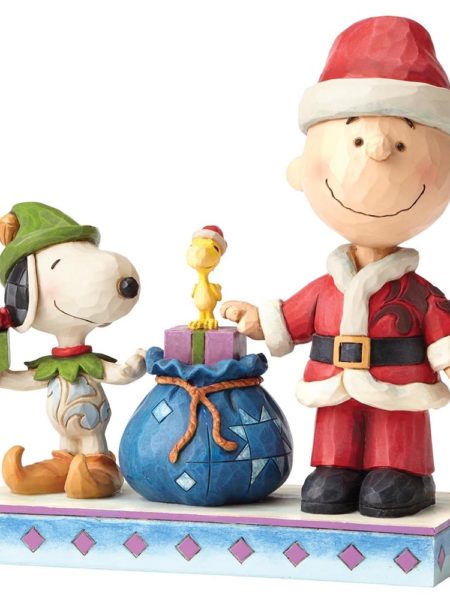 Jim Shore Peanuts Christmas Snoopy & Charlie Brown Holiday Helpers