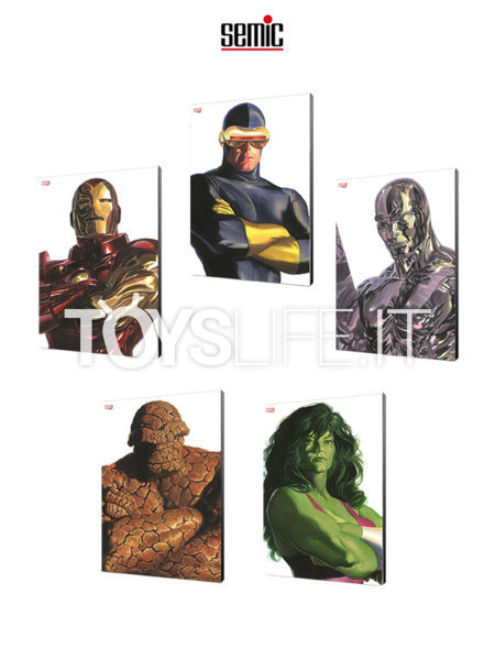 Semic Marvel Comics Cyclops/ Silver Surfer/ Ironman/ The Thing/ She Hulk Wood Panel by Alex Ross