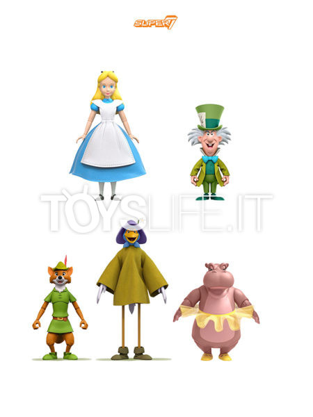 Super 7 Disney Alice In Wonderland/ Mad Hatter/ Robin Hood Stork Costume/ Hyacinth Hippo Wave 2 Ultimates Figure