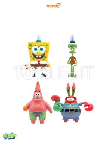 Super 7 Spongebob Squarepants Spongebob/ Patrick/ Mr. Krabs/ Squidwarf Figure Wave 1