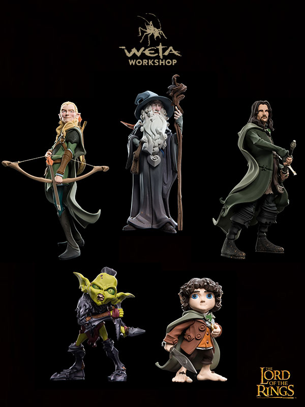 Weta Lord Of The Rings Epics Mini Figures Gandalf/Aragorn/Legolas/Frodo/Moria Orc