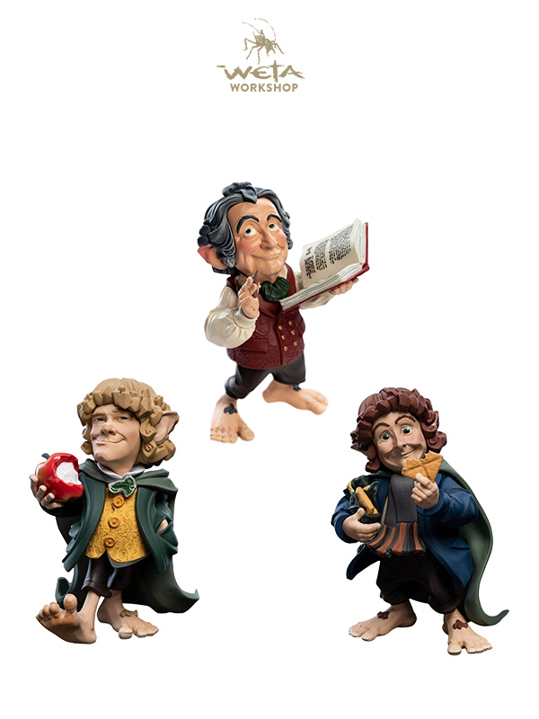 Weta Lord Of The Rings Epics Mini Figures Bilbo/Merry/Pippin
